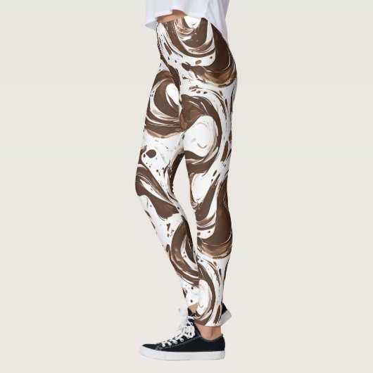 Leggings Chocolat Brown blanc Candy tourbillons (Gauche)