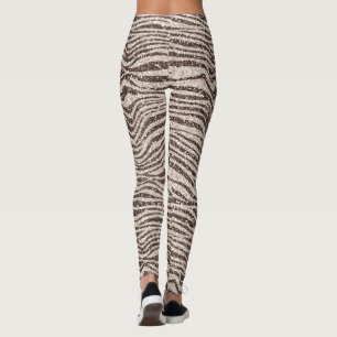 Leggings Chocolat Brown crème Blush Zebra Parties scintill