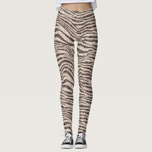 Leggings Chocolat Brown crème Blush Zebra Parties scintilla (Devant)