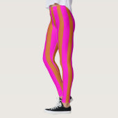Leggings Chocolat Brown et Neon Fuchsia Cool rayé (Gauche)