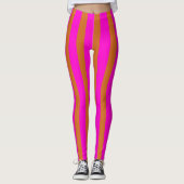 Leggings Chocolat Brown et Neon Fuchsia Cool rayé (Devant)
