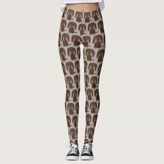 Leggings Chocolat mignonne Longhé Brown Motif Dachshund (Devant)