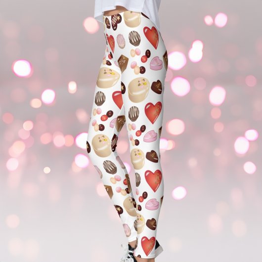 Leggings Chocolat moderne Coeur de bonbons Imprimer
