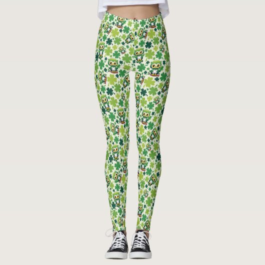 Leggings Chouette bébé mignon St Patrick dessin animé (Devant)