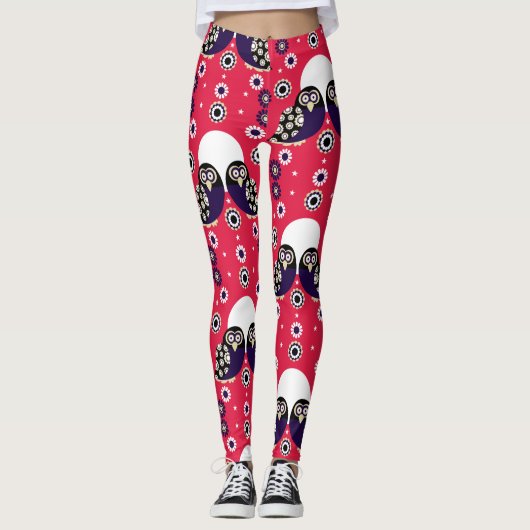 Leggings Chouette d'art populaire (Devant)