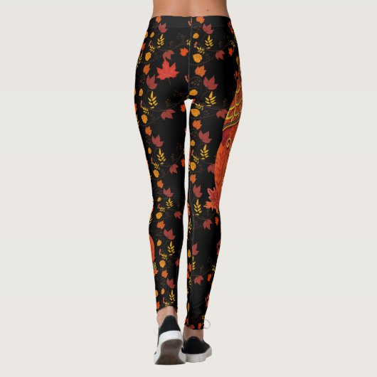 Leggings Chouette d'automne Feuilles d'automne assez noir (Dos)