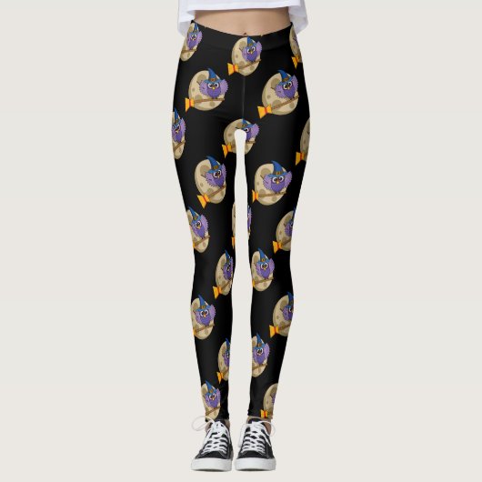 Leggings Chouette de l'assistant de dessin animé volant sur (Devant)