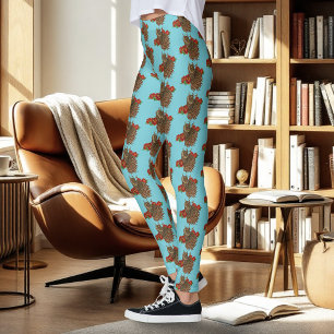 Leggings Chouette des Roses rouges bleu