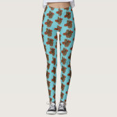Leggings Chouette des Roses rouges bleu (Devant)