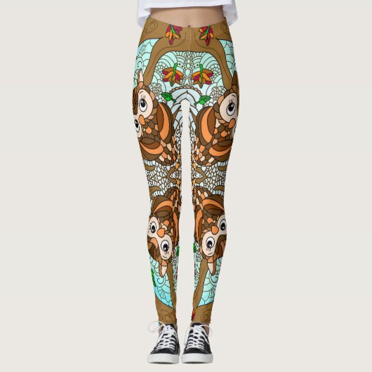 Leggings Chouette tirée à la main Mandala (Devant)