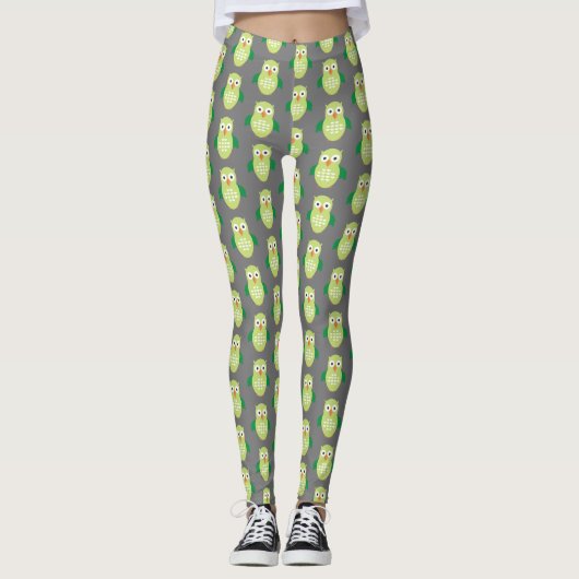 Leggings Chouette verte et verte (Devant)