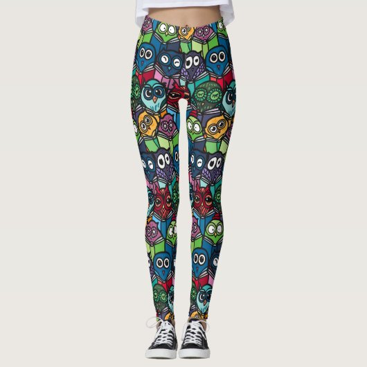 Leggings Chouettes colorées Lecture Motif mignon (Devant)