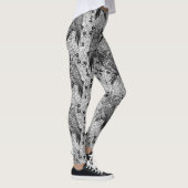 Leggings Chouettes dans le chêne, noir et blanc (Droite)