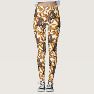 Leggings Chouettes d'automne sur coton blanc