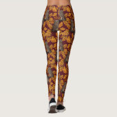 Leggings Chouettes d'automne sur rouge foncé (Dos)