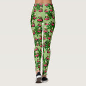 Leggings Chouettes, Fleurs De Lotus Feuilles Et Roses, (Dos)