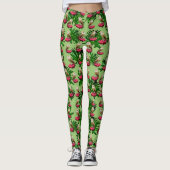 Leggings Chouettes, Fleurs De Lotus Feuilles Et Roses, (Devant)