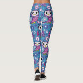 Leggings Chouettes Mignonnes Et Fleurs (Dos)