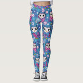 Leggings Chouettes Mignonnes Et Fleurs (Devant)