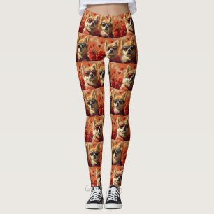 Leggings Chow Chow avec coeur Roses Saint-Valentin
