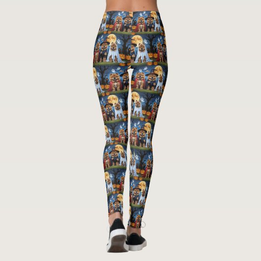 Leggings Chow Chow Chien Citrouille Halloween drôle (Dos)