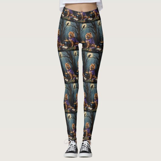 Leggings Chow Chow Chien Peinture Whimsical Halloween (Devant)