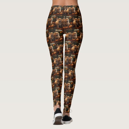 Leggings Chow Chow Chiot Automne Citrouille de plaisir (Dos)
