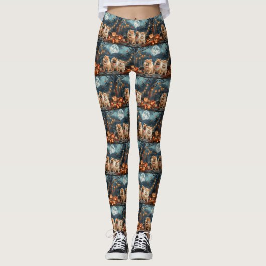Leggings Chow Chow Halloween Éffrayant (Devant)