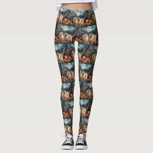 Leggings Chow Chow Halloween Épouvante (Devant)