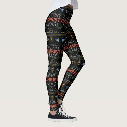 Leggings Christian Ugly Joyeux Sweat de Noël Jésus Dieu (Droite)