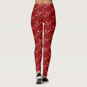 Leggings Christmas Celebration Red Reindeer White Snowflake (Dos)