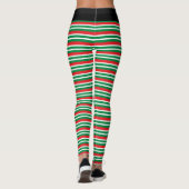 Leggings Christmas Elf Red and Green Geometric Stripes (Dos)