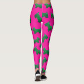 Leggings Christmas Green ScottieTerrier arrière - plan rose (Dos)