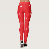 Leggings Christmas Holiday Aesthetic Snowflake Red (Dos)