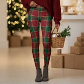 Leggings Christmas Holiday Red & Green Tartan Pattern