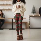 Leggings Christmas Holiday Red & Green Tartan Pattern