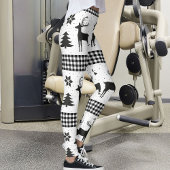 Leggings Christmas Snowflake Reindeer Pattern Buffalo Plaid