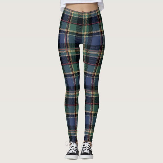 Leggings Christmas Tartan Navy Blue Green ID1141B (Devant)