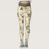 Leggings Christmas Tree Deer Green Red Nom du Motif Festif (Devant)