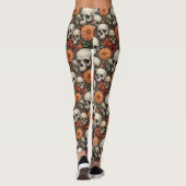 Leggings Chrysanthèmes et crânes (Dos)