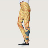Leggings Chrysanthèmes japonais : motif floral jaune. (Gauche)