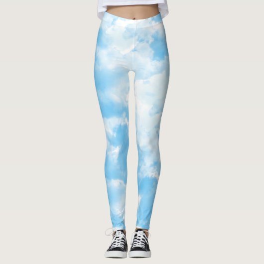 Leggings Ciel bleu nuages (Devant)