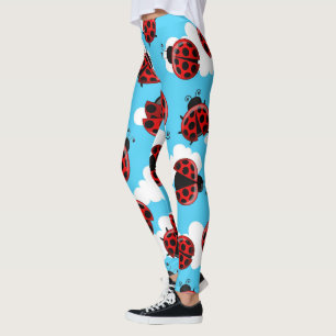 Leggings Ciel Bleu Nuages Blancs Coccinelle Rouge