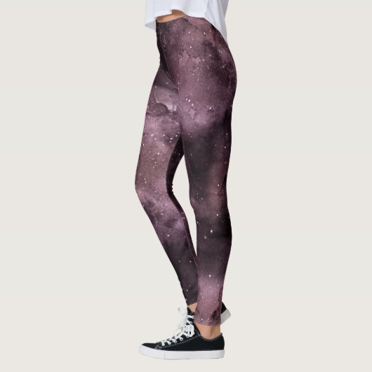 Leggings Ciel céleste aquarelle violet (Gauche)