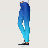 Leggings Ciel crépusculaire avec étoiles, bleu et turquoise (Gauche)