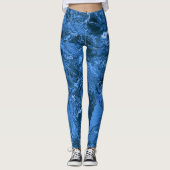 Leggings Ciel et mer bleu marbré (Devant)