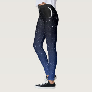Leggings Ciel étoilé et croissant de lune, bleu profond