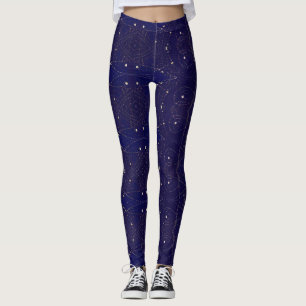 Leggings Ciel nocturne de la marine laqué avec étoiles desi