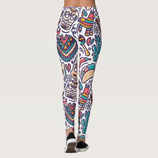Leggings Cinco De Mayo Mexican Fiesta Seamless Pattern (Dos)