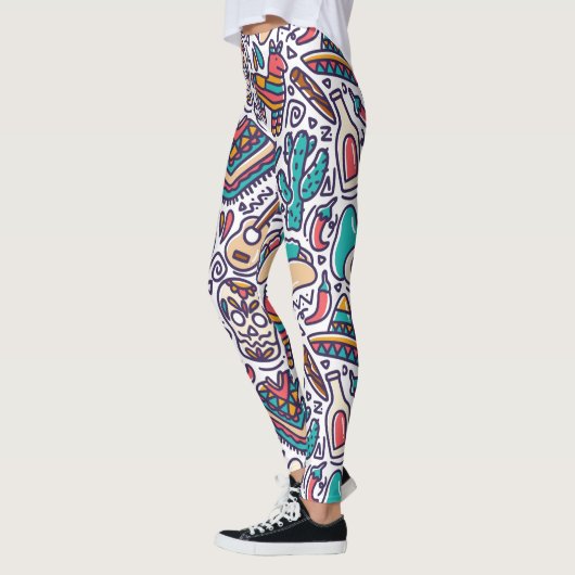 Leggings Cinco De Mayo Mexican Fiesta Seamless Pattern (Gauche)